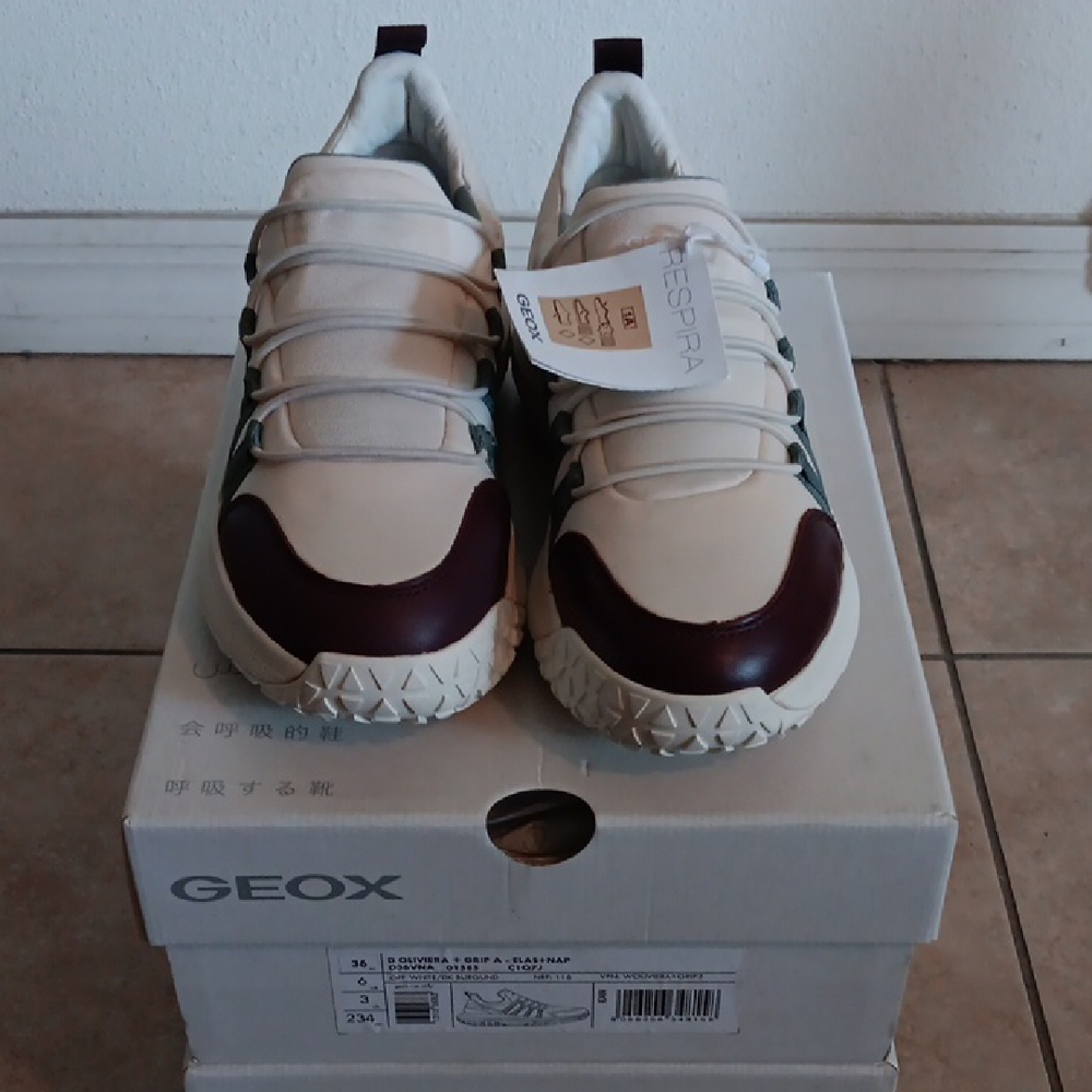 Geox Cream and Brown Sneakers